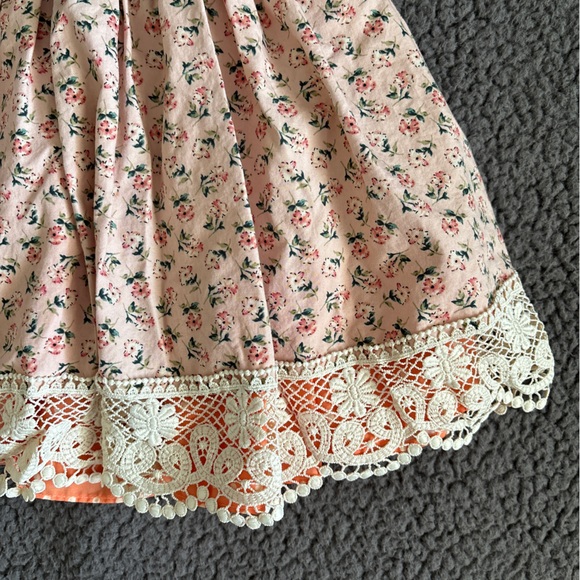 Only little once dress baby girl 3 cream orange floral classic flowy vintage - Picture 3 of 7